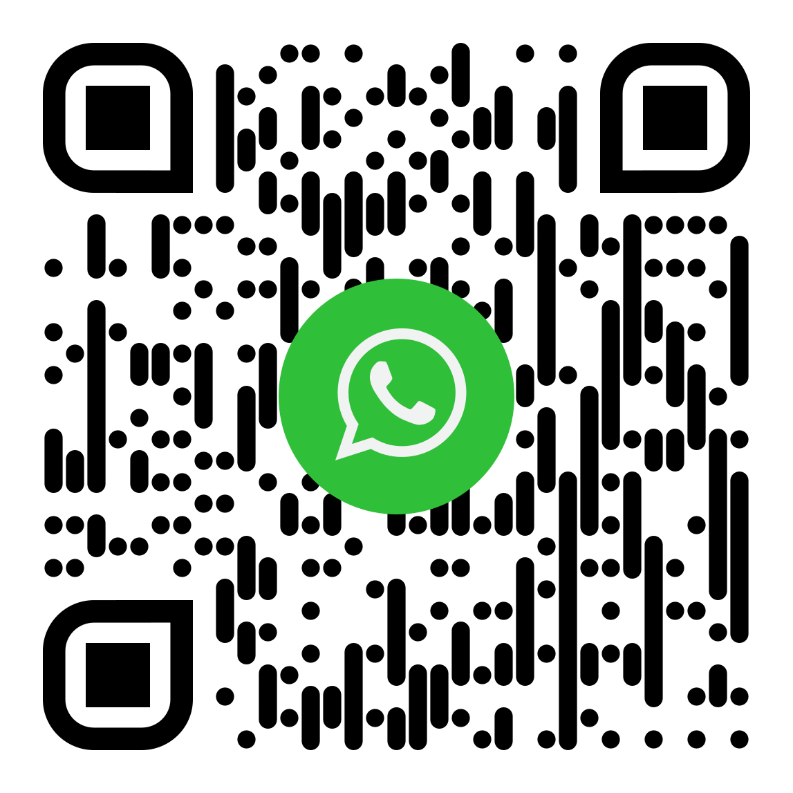 a QR code with WhatsApp Logo in centre