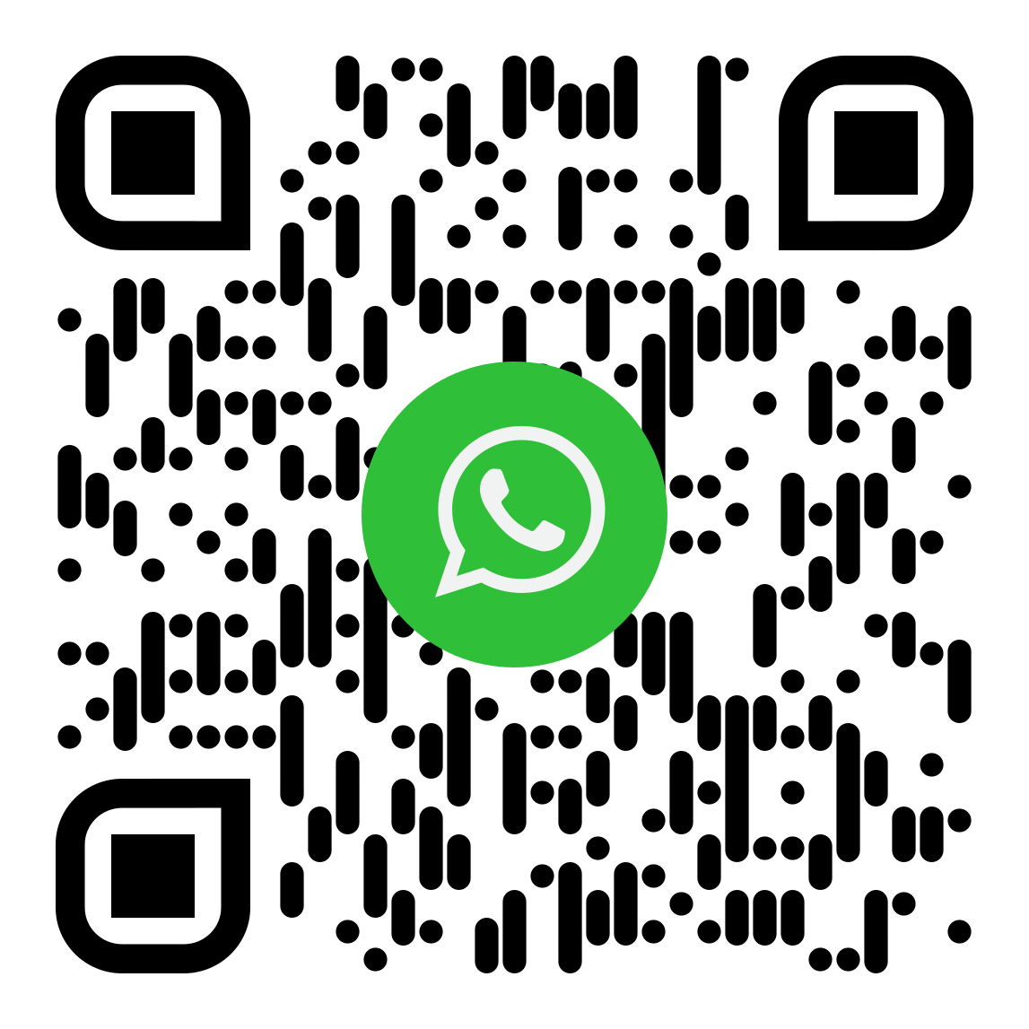 a QR code with WhatsApp Logo in centre